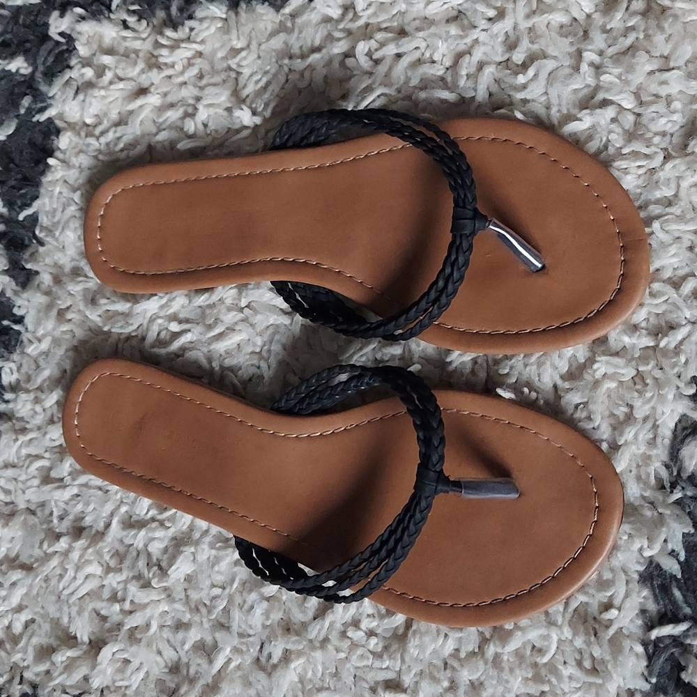 Braided Triple Strap Flip Flops size 8